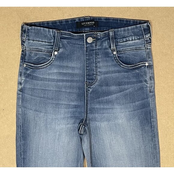Liverpool Women Size 28 Jeans GiaGlider Crop Pull-On Fray Hem Stretch Alverston - Picture 13 of 14